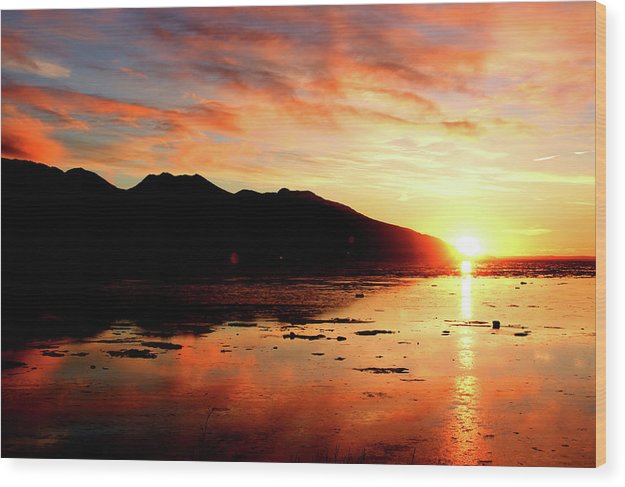 Turnagain Arm Sunset South Of Anchorage Alaska - Wood Print
